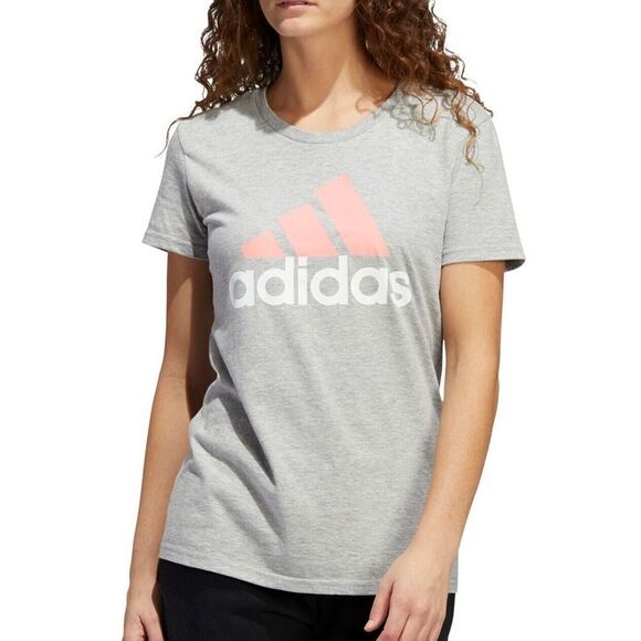 adidas HI1147 Women's Sz S Gray Heather Badge of Sport Logo Basic S/S T-Shirt - Picture 5 of 5